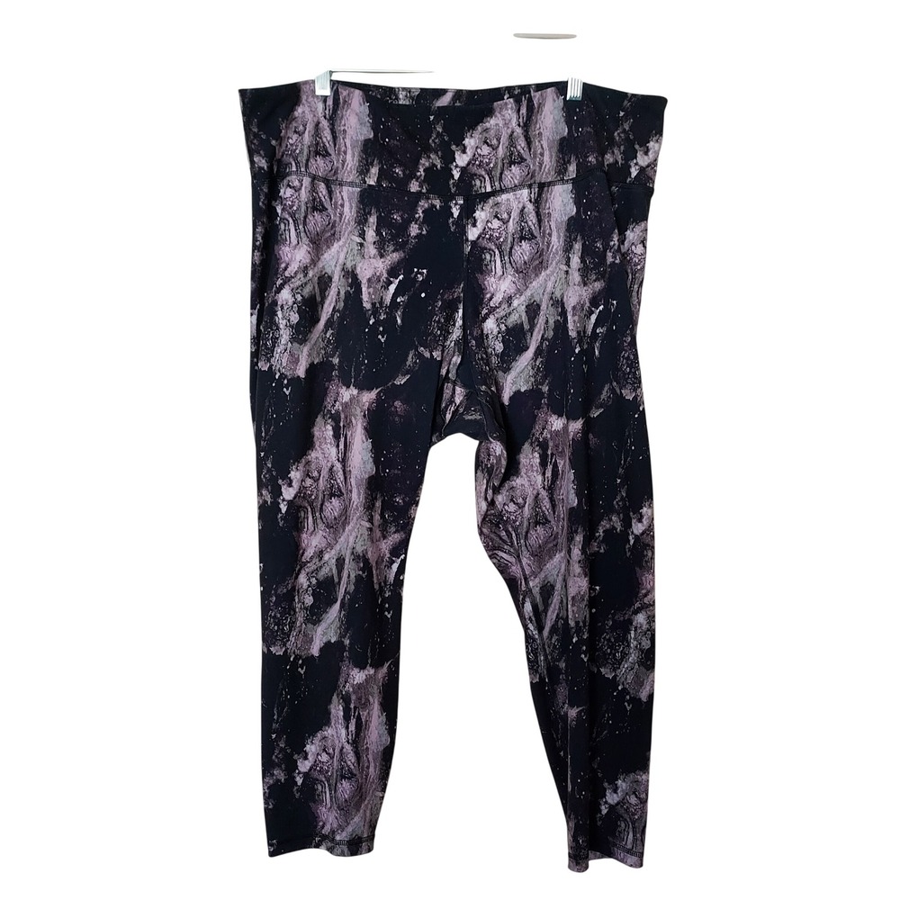 Old Navy Active PowerPress High-Rise Leggings 3X Purple Black Marble Go-Dry Crop